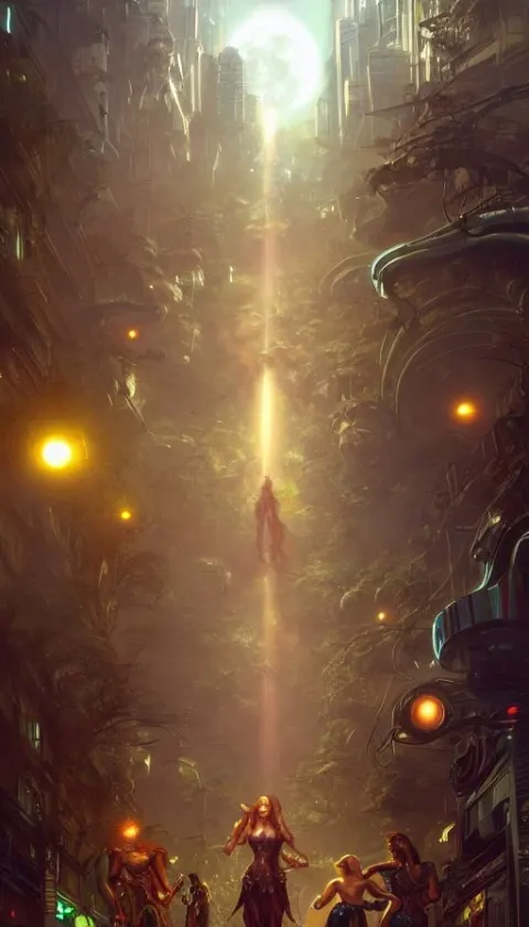 Hyper Realistic Aliens Battling a Golden Goddess in a Cyberpunk City