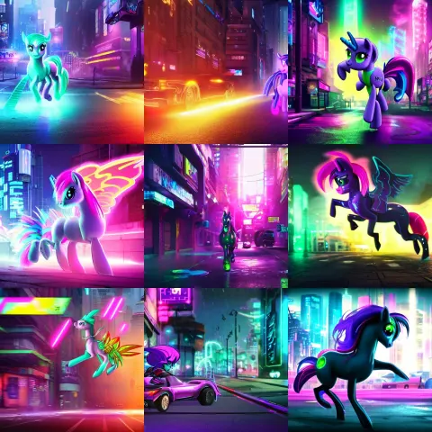 Cyberpunk My Little Pony Running Fast