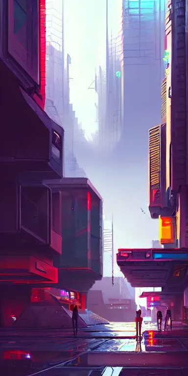 Street Level View from a Cyberpunk City