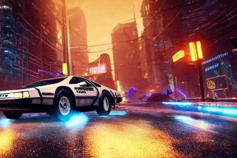 The Back to the Future Delorean Being Chased