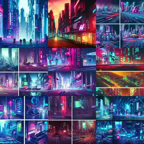 Detailed Neon Cyberpunk City