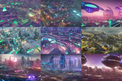 3D Render of a a Futuristic Solarpunk City Located in a Large Bay
