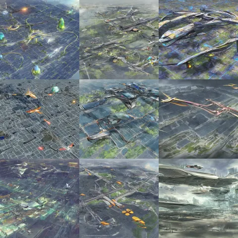 Flying Cars in a Solarpunk City Some Stop at Stations