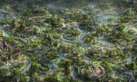 Solarpunk Eco City Utopia