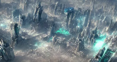 View on Futuristic City in the Horizon
