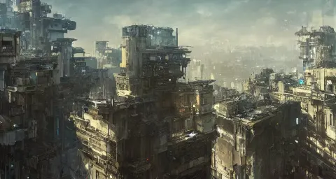 Man Standing on a Wide Terrace Balcony Above a Solarpunk City