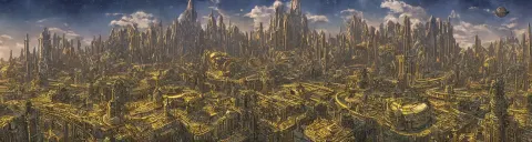 Dwarven City with Retrofuturist Art Deco Architecture