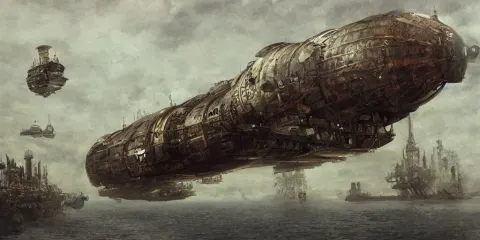 Giant Floating Steampunk Airship