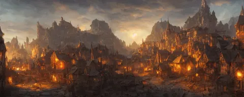 Medieval Village in a Fantasy Valley