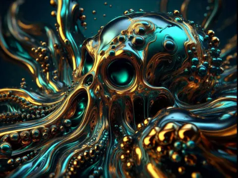 Liquid Chrome Octopus with Accents