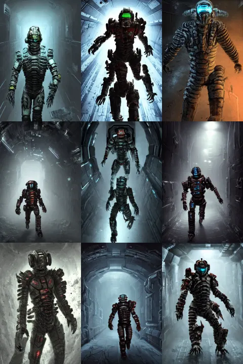 Horror Movie Scene of an Individual in Futuristic Armor Inspired