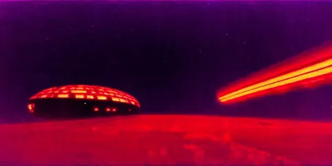 Low Wide Angle Shot of a Space Station at Night
