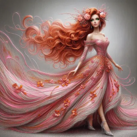 Elegant Woman in Glittering Gown