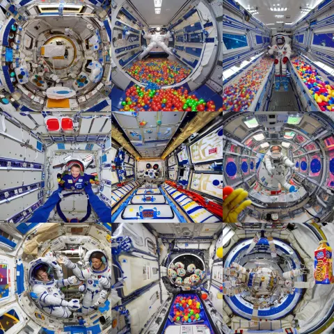 Interior of the International Space Station Filled with Candy