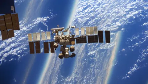 Earth Seen Through International Space Station Window