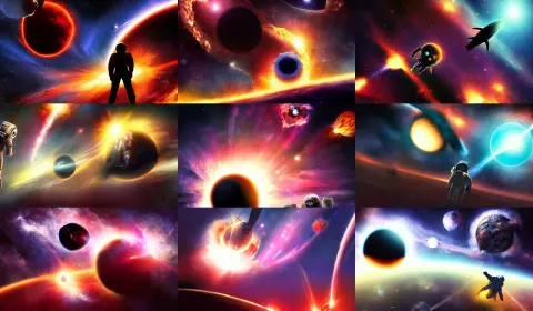 Astronaut Silhouette Exploding Planet in Background