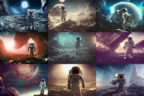 Photograph of an Astronaut an Abandoned Planet