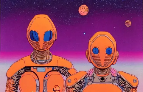 ( ( ( ( a Humanoid Creature from Another Planet Talking Face to Face an Astronaut ) ) ) )