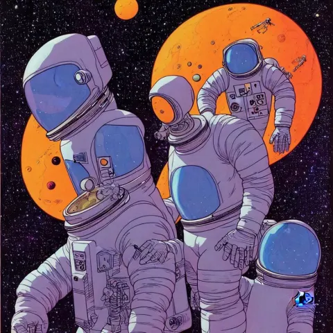 ( ( ( ( Astronaut Talking Face to Face with a Humanoid Creature from Another Planet