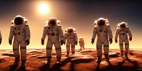3 Astronaut on a Brown Atmospheric Planet