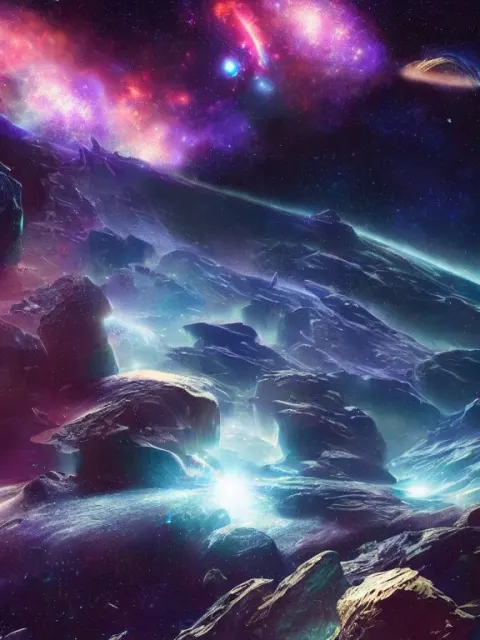 Asteroids Colliding Galaxy Cosmic Nebula