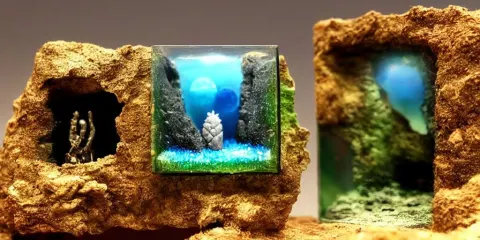 Diorama of a Alien Landscape with Strange Life