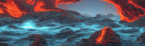 Lava River Scene on an Alien Planet