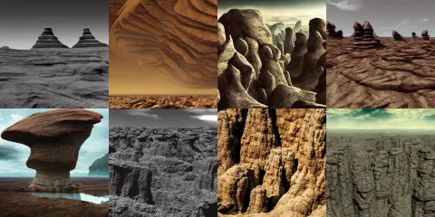 Rock Formations of a Big Scale on a Massive Alien Landscape