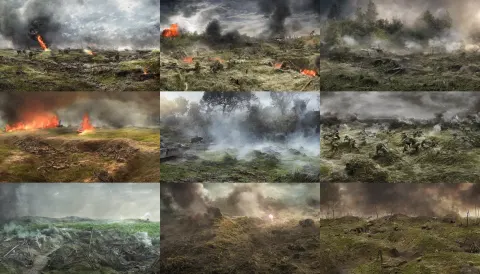 Natural Looking Landscape of World War 1 Trenches