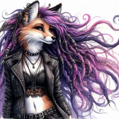 Anthropomorphic Fox in Bold Outfit Art