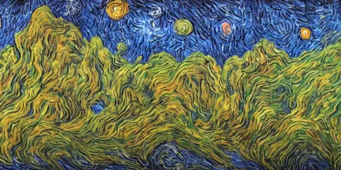 Doodle 3D Art of a Alien Landscape with Strange Life Forms