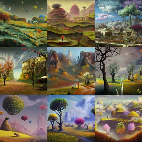 Matte Painting of the Four Season on an Alien Landscape