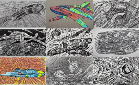 Intricately Detailed Crayon Drawing with Thick Lines