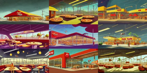 Beautiful Illustration of Futuristic Pizza Hut