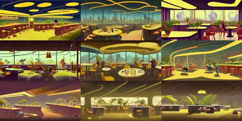 Beautiful Illustration of Futuristic Dining Bar