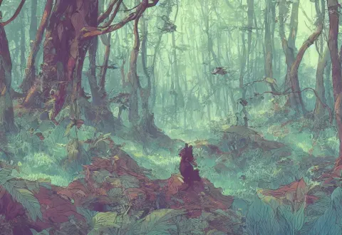 Handmade Illustration of a Beautful Forest
