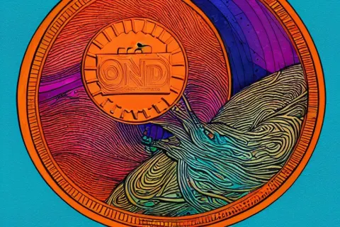 Handmade Illustration of a Blank Coin Floating