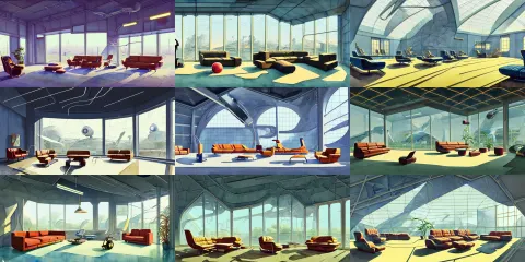 Beautiful Illustration of Futuristic Hangar