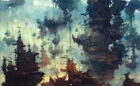 Airshps Fleet Fantasy Steampunk