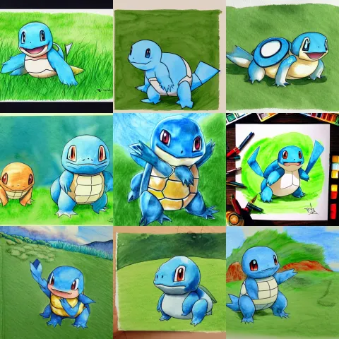 Pokemon Squirtle on a Green Field