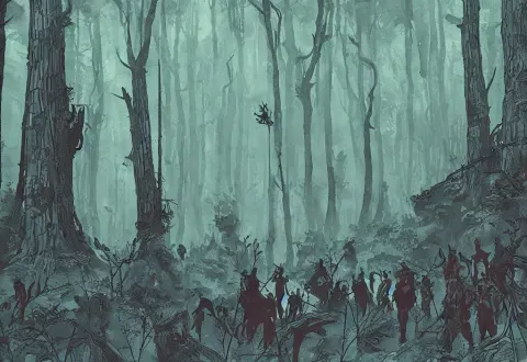 Handmade Illustration of a Big Forest