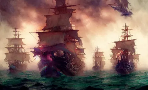 Pirate Galleon Fleet Amazing Composition