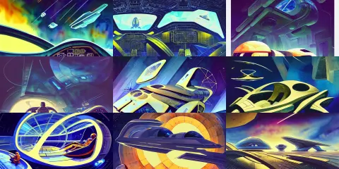 Beautiful Illustration of Futuristic Cockpit of Spaceship