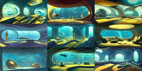 Beautiful Illustration of Futuristic Interior Layout of Underwater Rupture