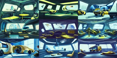 Beautiful Illustration of Futuristic Interior of Spy Truck