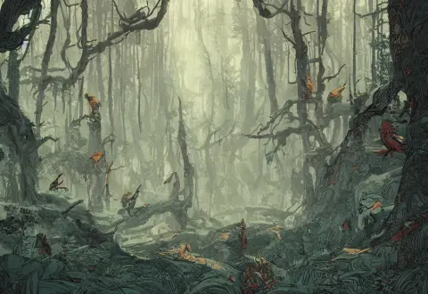 Handmade Illustration of the Sherwood Forest