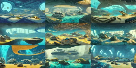 Beautiful Illustration of Futuristic Interior Layout of Sunken City