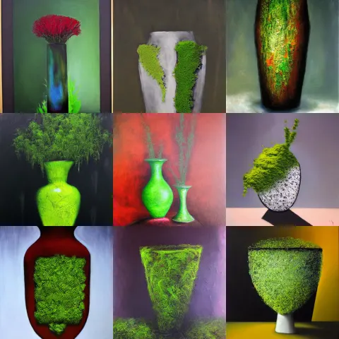 Abstract Vase with Moss on It