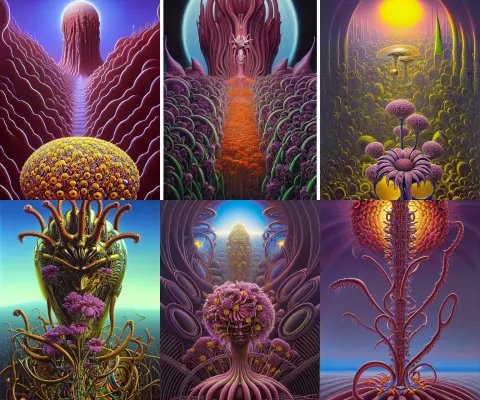 Cinematic Masterpiece Still Life Painting of a Colossal Gothic Flowers Made of Shiny Metal