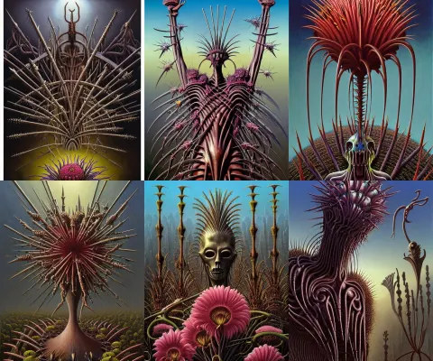 Cinematic Masterpiece Still Life Painting of a Colossal Gothic Flowers of Grief